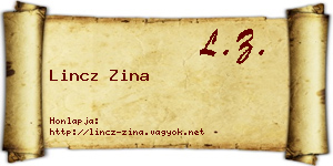 Lincz Zina névjegykártya